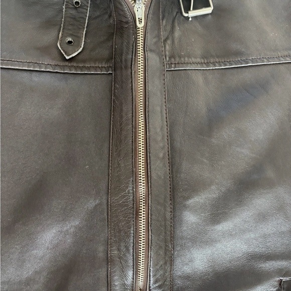 Vtg Men’s Real Shearling Leather Bomber Jacket Afghan Aviator Brown Size Small - Picture 7 of 9